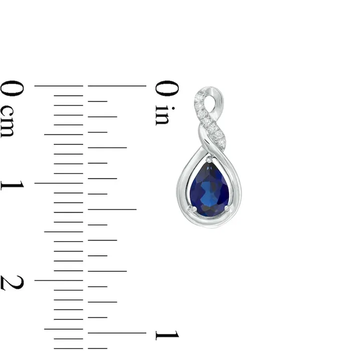 Goldia Earrings PearShaped LabCreated Blue Sapphire and 005 CT TW Diamond Cascading Teardrop Earrings in 10K White Gold Goldia Earrings PearShaped LabCreated Blue Sapphire and 005 CT TW Diamond Cascading Teardrop Earrings in 10K White Gold