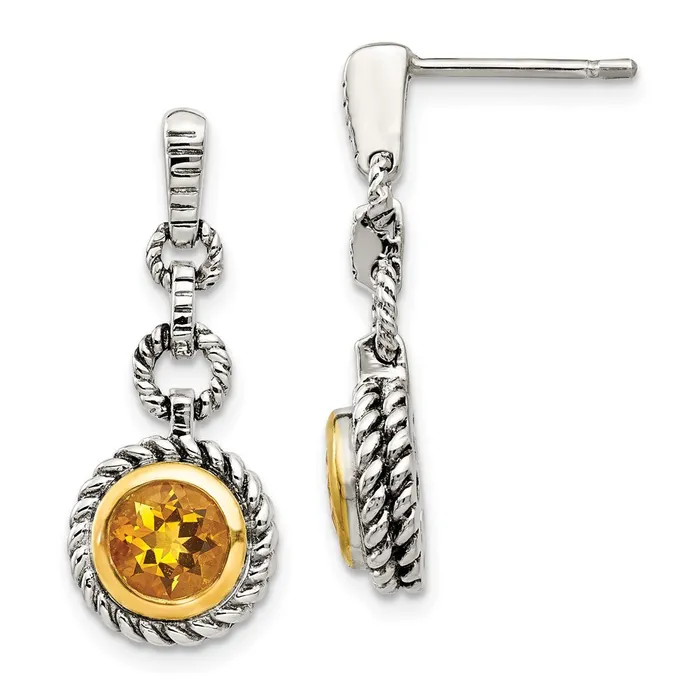Goldia Earrings Shey Couture Sterling Silver Goldtone Flash Goldplated Antiqued Round Bezel Citrine Post Dangle Earrings Goldia Earrings Shey Couture Sterling Silver Goldtone Flash Goldplated Antiqued Round Bezel Citrine Post Dangle Earrings