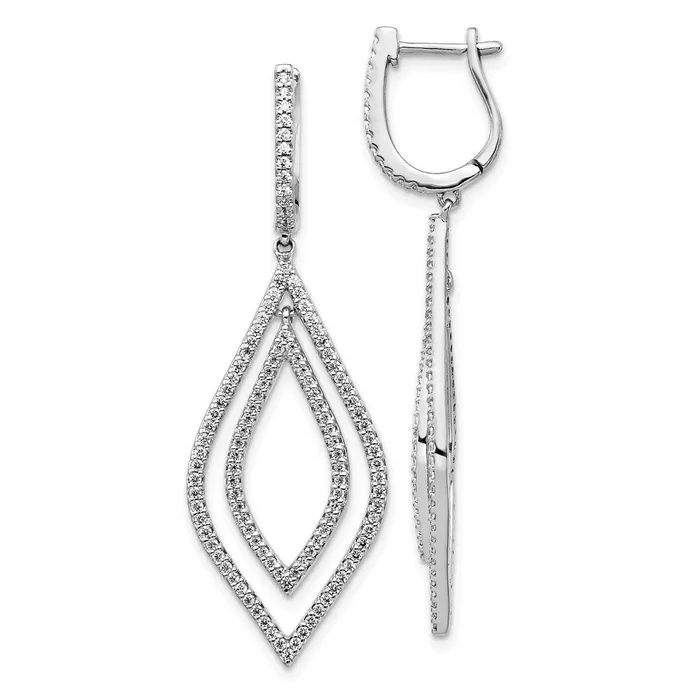 Goldia Earrings Solid 14k White Gold Simulated CZ Teardrop Hinged Dangle Earrings Goldia Earrings Solid 14k White Gold Simulated CZ Teardrop Hinged Dangle Earrings