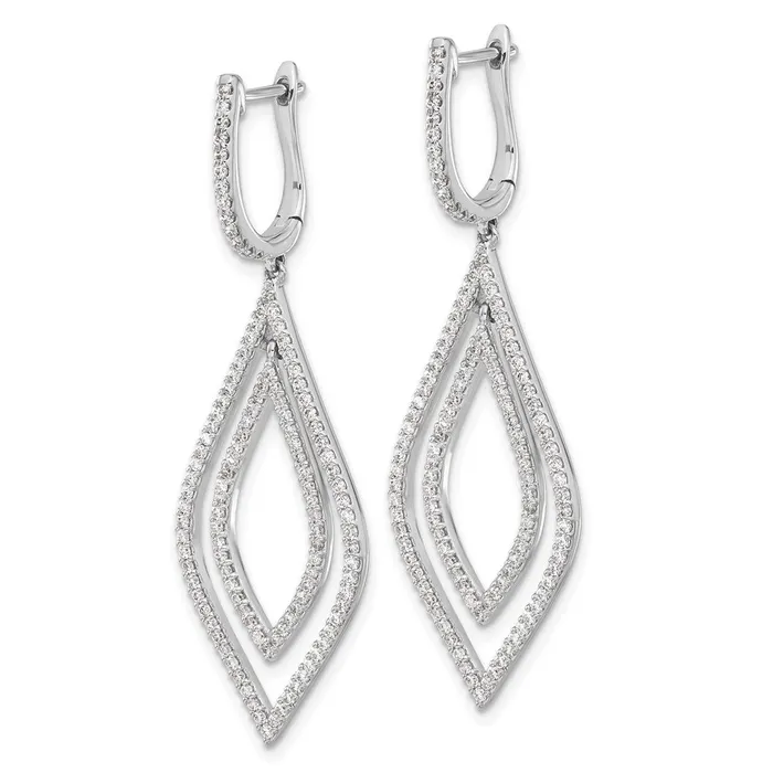 Goldia Earrings Solid 14k White Gold Simulated CZ Teardrop Hinged Dangle Earrings Goldia Earrings Solid 14k White Gold Simulated CZ Teardrop Hinged Dangle Earrings