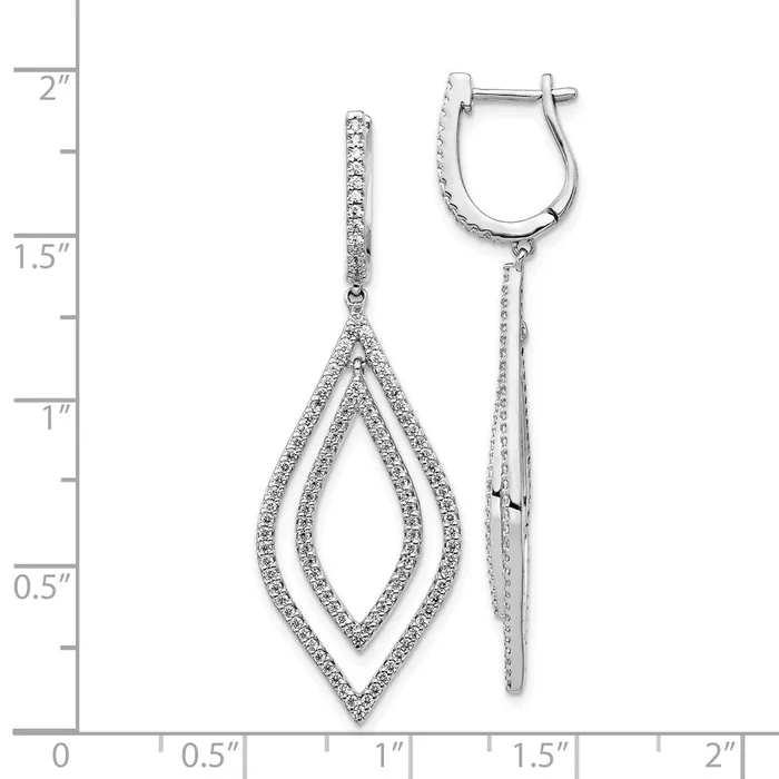 Goldia Earrings Solid 14k White Gold Simulated CZ Teardrop Hinged Dangle Earrings Goldia Earrings Solid 14k White Gold Simulated CZ Teardrop Hinged Dangle Earrings