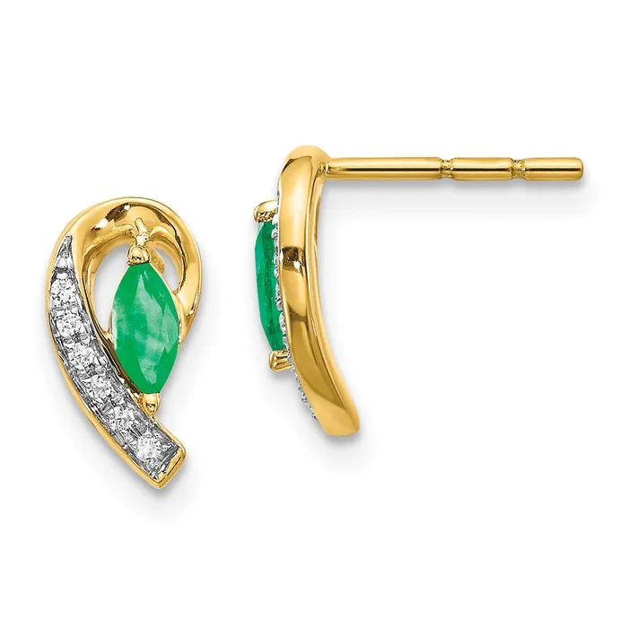 Goldia Earrings Solid 14k Yellow Gold 120Ct Simulated CZ and Emerald Earrings