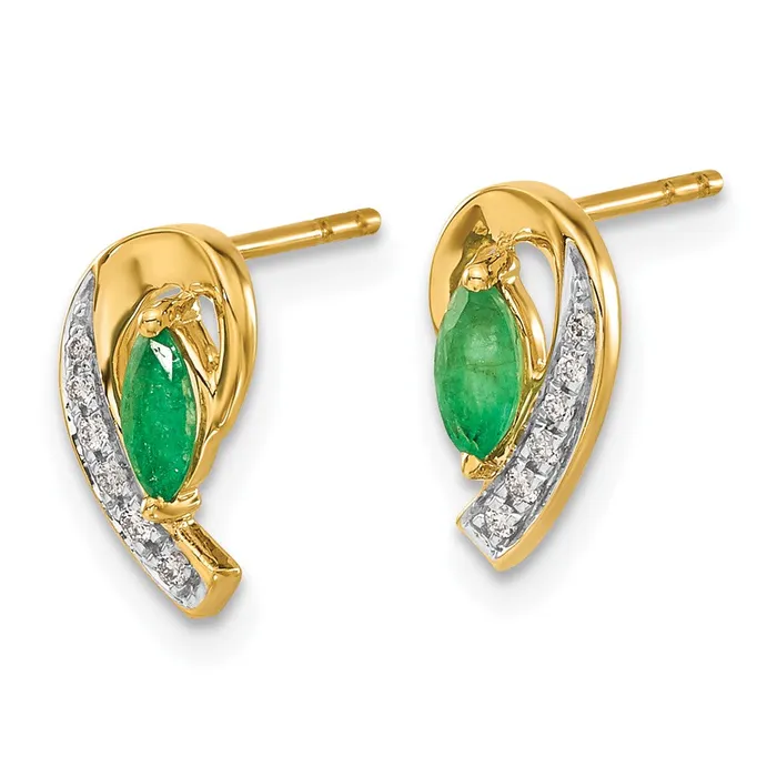 Goldia Earrings Solid 14k Yellow Gold 120Ct Simulated CZ and Emerald Earrings