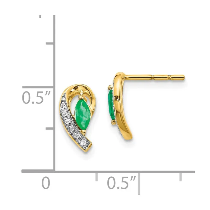 Goldia Earrings Solid 14k Yellow Gold 120Ct Simulated CZ and Emerald Earrings