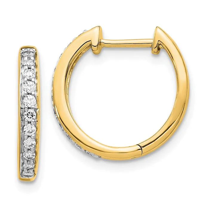 Goldia Earrings Solid 14k Yellow Gold Simulated CZ Complete Hinged Hoop Earrings Goldia Earrings Solid 14k Yellow Gold Simulated CZ Complete Hinged Hoop Earrings