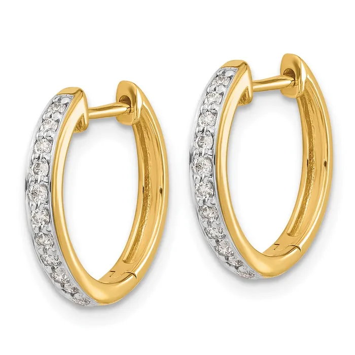 Goldia Earrings Solid 14k Yellow Gold Simulated CZ Complete Hinged Hoop Earrings
