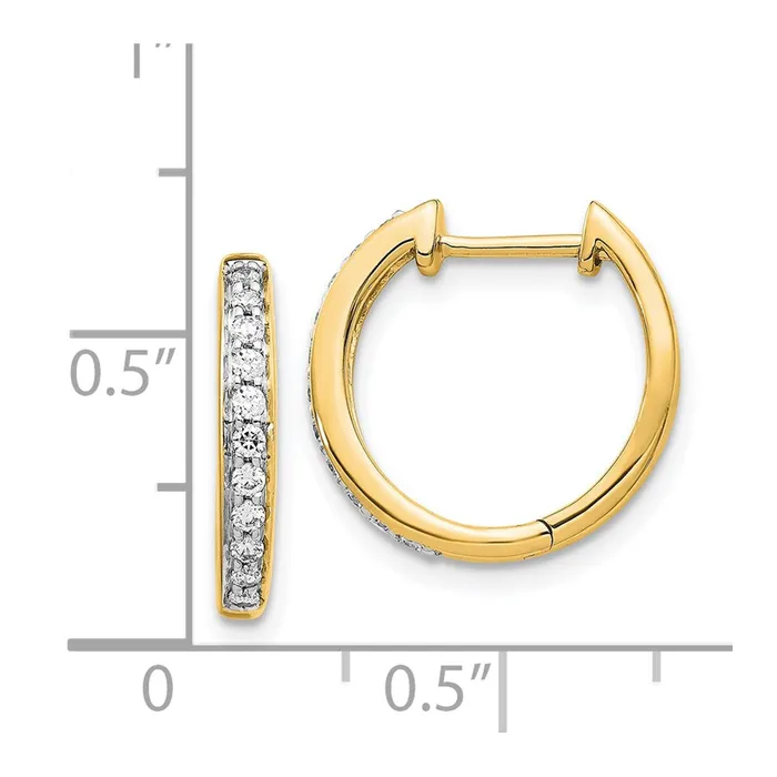 Goldia Earrings Solid 14k Yellow Gold Simulated CZ Complete Hinged Hoop Earrings