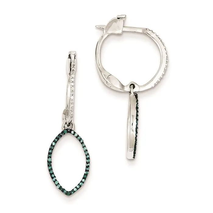Goldia Earrings Sterling Silver Blue and White Diamond Hinged Hoop Earrings