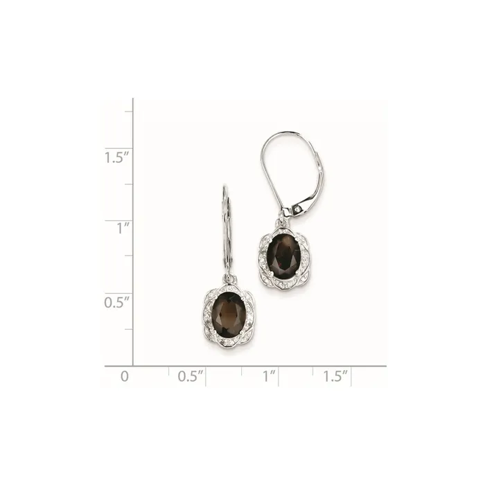 Goldia Earrings Sterling Silver Diamond Smoky Quartz Earrings