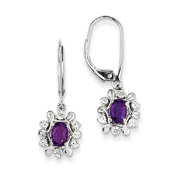 Goldia Earrings Sterling Silver Diamond u0026 Amethyst Earrings