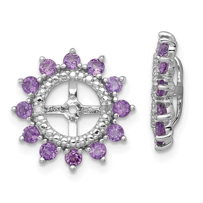 Goldia Earrings Sterling Silver Rhodium Diamond u0026 Amethyst Earring Jacket Goldia Earrings Sterling Silver Rhodium Diamond u0026 Amethyst Earring Jacket