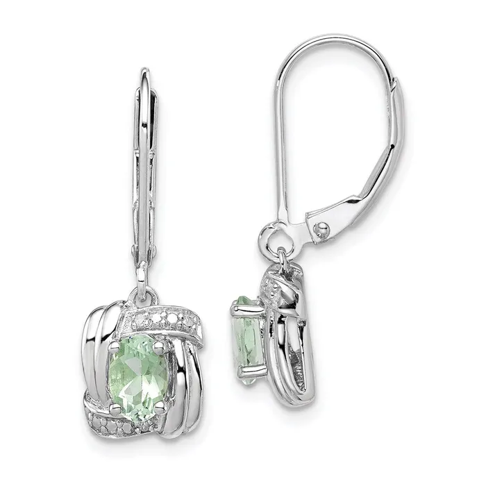 Goldia Earrings Sterling Silver Rhodiumplated Diamond u0026 Green Quartz Earrings