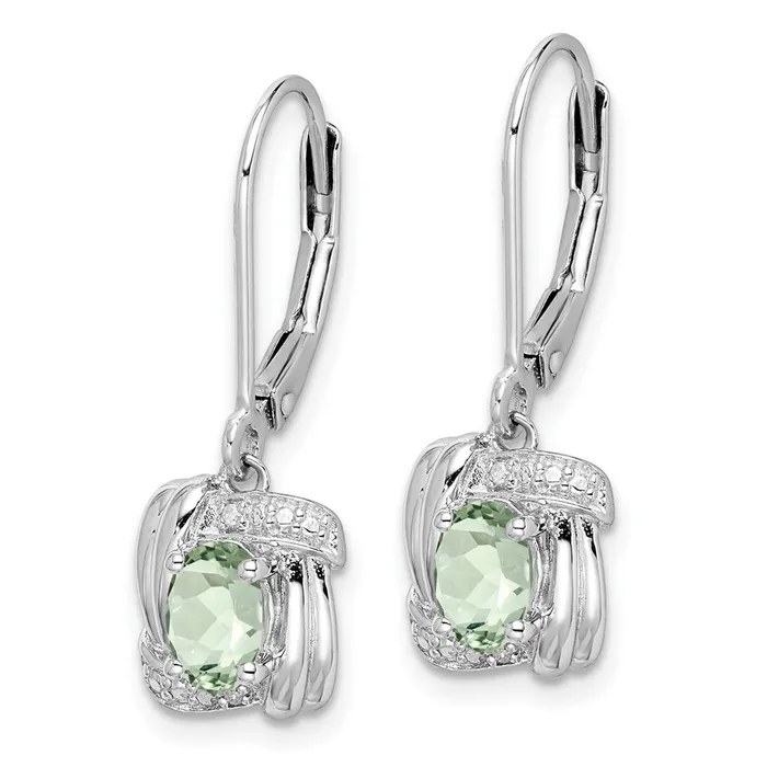 Goldia Earrings Sterling Silver Rhodiumplated Diamond u0026 Green Quartz Earrings