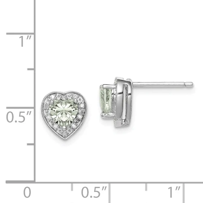 Goldia Earrings Sterling Silver Rhodiumplated Diamond u0026 Green Quartz Earrings