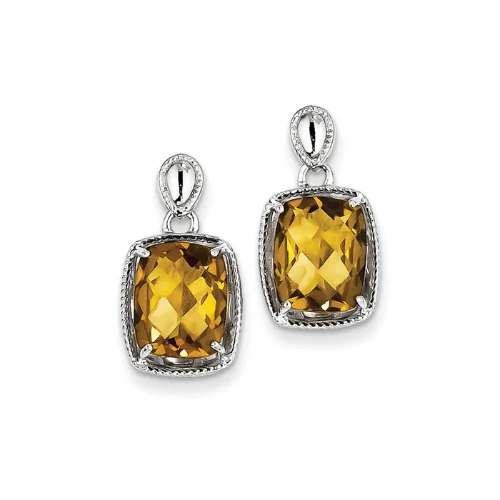 Goldia Earrings Sterling Silver Whiskey Quartz Earrings