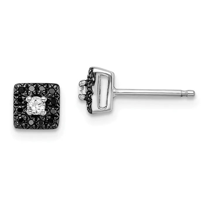 Goldia Earrings White Night Sterling Silver Rhodiumplated Black and White Diamond Square Stud Post Earrings Goldia Earrings White Night Sterling Silver Rhodiumplated Black and White Diamond Square Stud Post Earrings