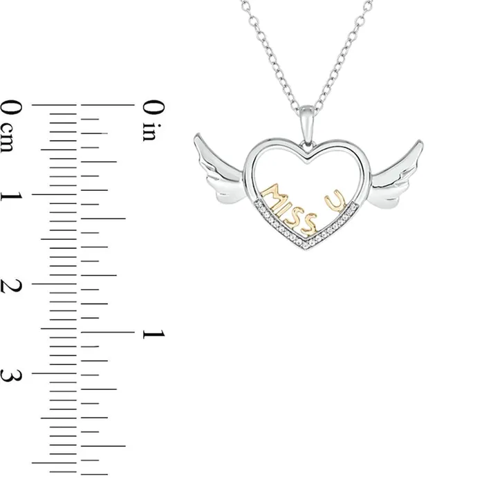 Goldia Necklaces 005 CT TW Natural Diamond Miss U Winged Heart Pendant in Sterling Silver with 14K Gold Plate Goldia Necklaces 005 CT TW Natural Diamond Miss U Winged Heart Pendant in Sterling Silver with 14K Gold Plate