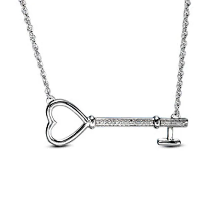 Goldia Necklaces 007 CT TW Natural Diamond Sideways Heart Key Necklace in Sterling Silver Goldia Necklaces 007 CT TW Natural Diamond Sideways Heart Key Necklace in Sterling Silver