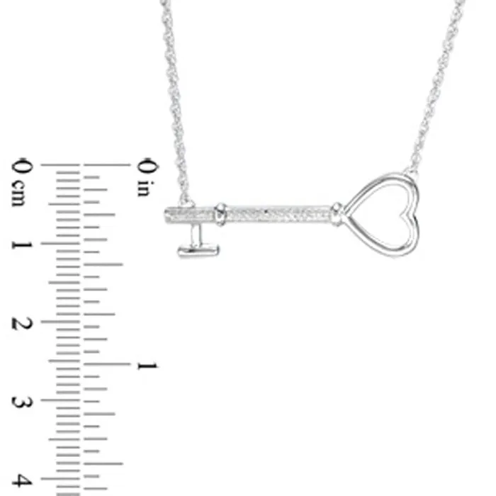 Goldia Necklaces 007 CT TW Natural Diamond Sideways Heart Key Necklace in Sterling Silver Goldia Necklaces 007 CT TW Natural Diamond Sideways Heart Key Necklace in Sterling Silver