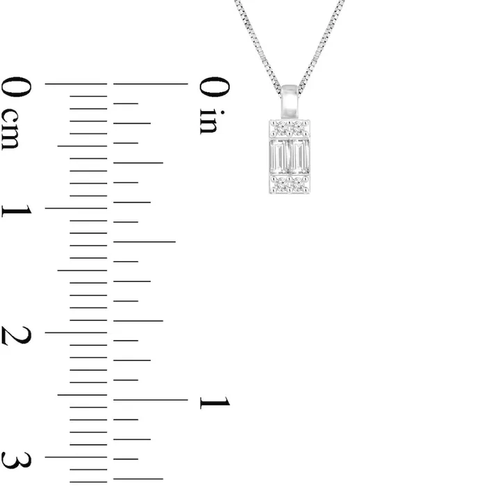 Goldia Necklaces 01 CT TW Baguette and Round Natural Diamond Pendant in 10K White Gold Goldia Necklaces 01 CT TW Baguette and Round Natural Diamond Pendant in 10K White Gold