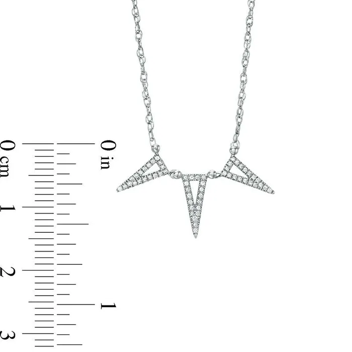 Goldia Necklaces 013 CT TW Natural Diamond Triple Triangle Necklace in 10K White Gold Goldia Necklaces 013 CT TW Natural Diamond Triple Triangle Necklace in 10K White Gold