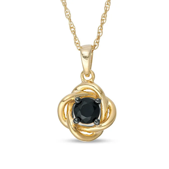 Goldia Necklaces 02 CT Enhanced Black Natural Clarity Enhanced Solitaire Love Knot Pendant in 10K Yellow Gold Goldia Necklaces 02 CT Enhanced Black Natural Clarity Enhanced Solitaire Love Knot Pendant in 10K Yellow Gold