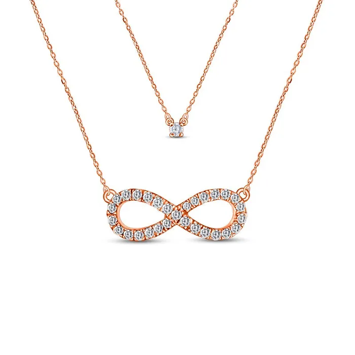Goldia Necklaces 025 CT TW Natural Diamond Infinity Double Strand Layered Necklace in 10K Rose Gold Goldia Necklaces 025 CT TW Natural Diamond Infinity Double Strand Layered Necklace in 10K Rose Gold