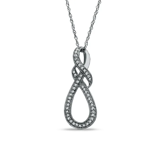 Goldia Necklaces 025 CT TW Natural Diamond Knotted Swirl Pendant in Sterling Silver Goldia Necklaces 025 CT TW Natural Diamond Knotted Swirl Pendant in Sterling Silver