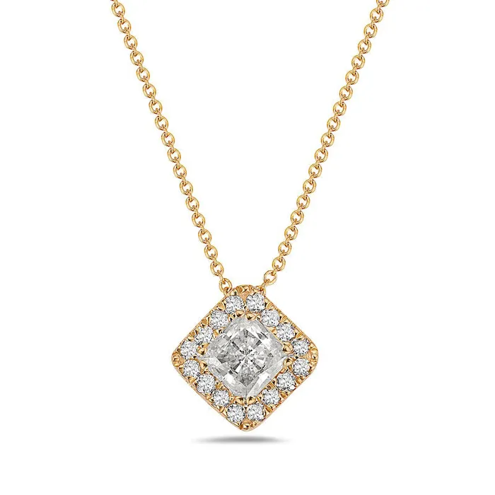 Goldia Necklaces 075 CT TW PrincessCut Natural Diamond Tilted Frame Pendant in 10K Yellow Gold Goldia Necklaces 075 CT TW PrincessCut Natural Diamond Tilted Frame Pendant in 10K Yellow Gold