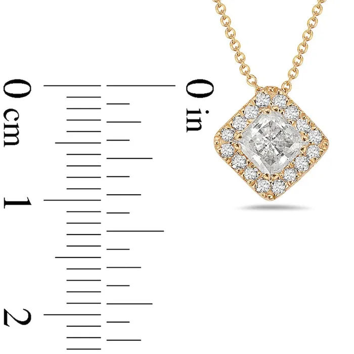 Goldia Necklaces 075 CT TW PrincessCut Natural Diamond Tilted Frame Pendant in 10K Yellow Gold Goldia Necklaces 075 CT TW PrincessCut Natural Diamond Tilted Frame Pendant in 10K Yellow Gold