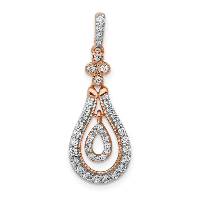 Goldia Necklaces 14k Rose Gold 13ct Real Diamond Double Teardrop Dangle Pendant Goldia Necklaces 14k Rose Gold 13ct Real Diamond Double Teardrop Dangle Pendant