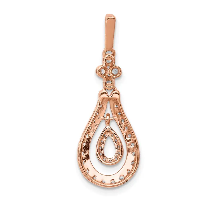 Goldia Necklaces 14k Rose Gold 13ct Real Diamond Double Teardrop Dangle Pendant