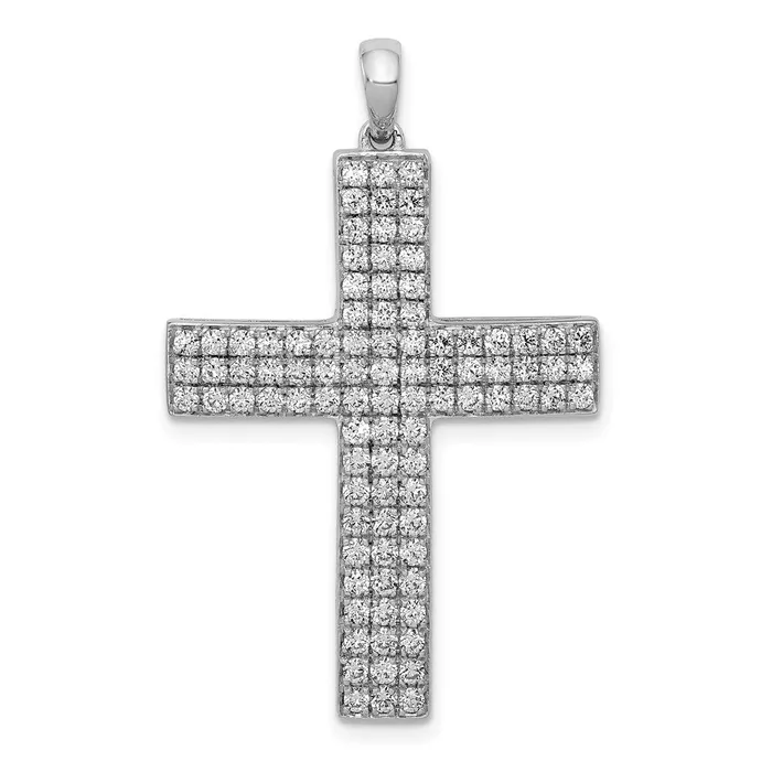 Goldia Necklaces 14k White Gold 1ct Real Diamond Latin Cross Pendant Goldia Necklaces 14k White Gold 1ct Real Diamond Latin Cross Pendant