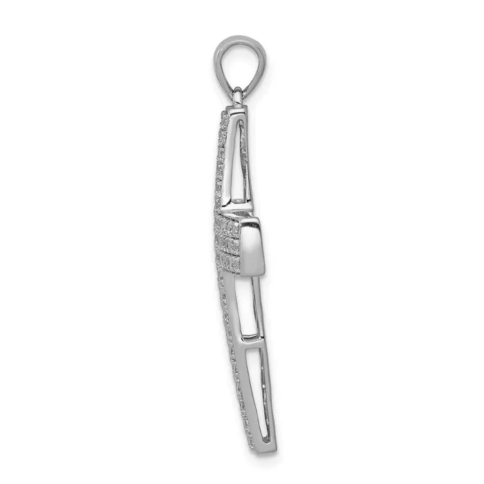 Goldia Necklaces 14k White Gold 1ct Real Diamond Latin Cross Pendant