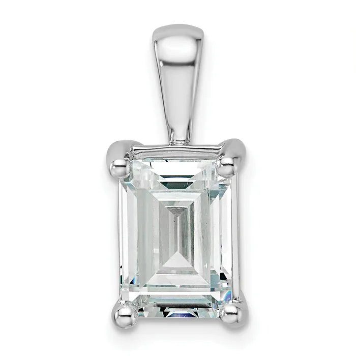 Goldia Necklaces 14k White Gold 3 Ct Lab Grown Diamond VSSI G Emerald Four Prong Pendant Goldia Necklaces 14k White Gold 3 Ct Lab Grown Diamond VSSI G Emerald Four Prong Pendant