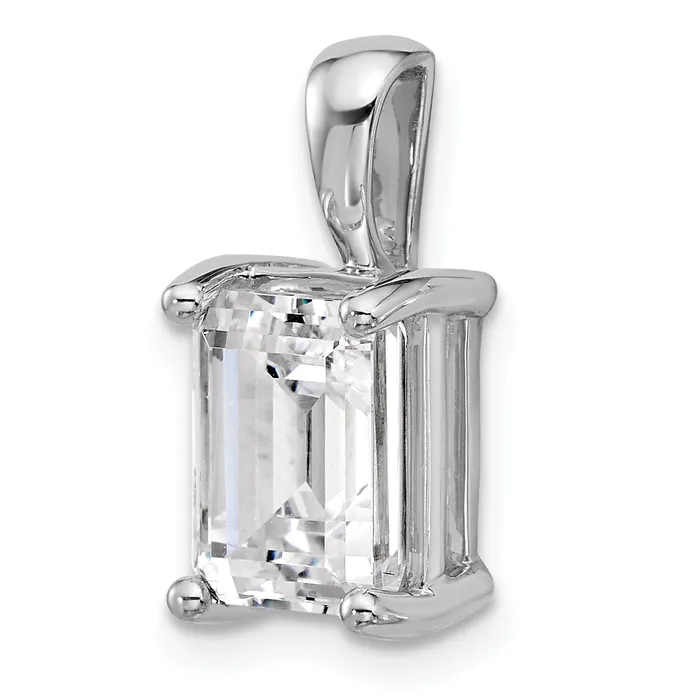 Goldia Necklaces 14k White Gold 3 Ct Lab Grown Diamond VSSI G Emerald Four Prong Pendant