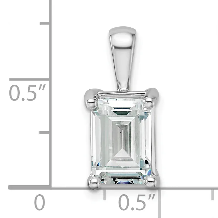 Goldia Necklaces 14k White Gold 3 Ct Lab Grown Diamond VSSI G Emerald Four Prong Pendant