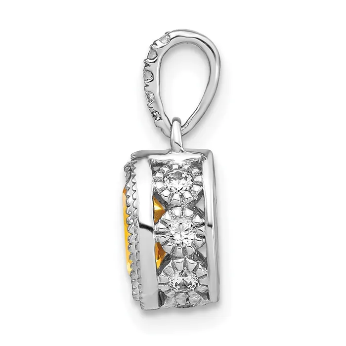 Goldia Necklaces 14k White Gold Oval Citrine and Real Diamond Pendant