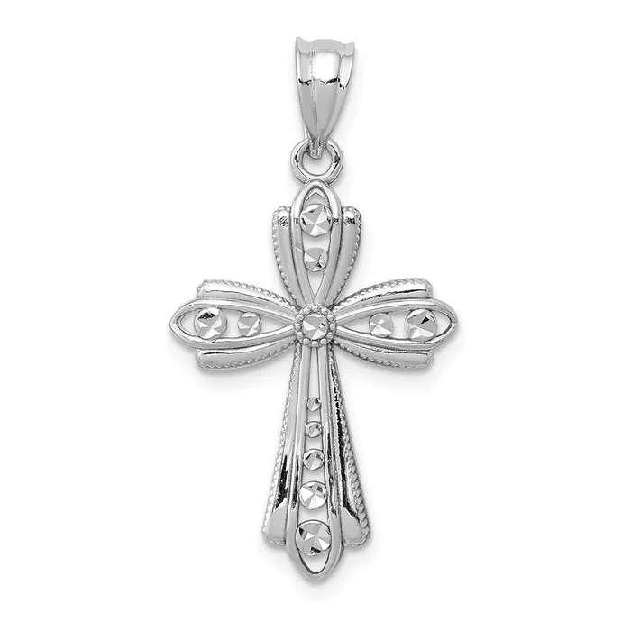 Goldia Necklaces 14k White Gold Polished DC Fancy Cross Pendant