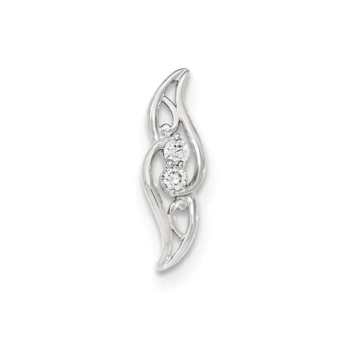 Goldia Necklaces 14k White Gold Polished Real Diamond Chain Slide Pendant Goldia Necklaces 14k White Gold Polished Real Diamond Chain Slide Pendant