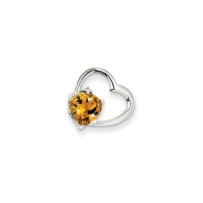 Goldia Necklaces 14k White Gold Real Diamond and Citrine Heart Pendant