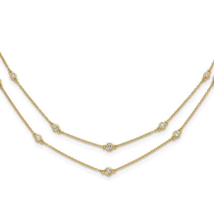 Goldia Necklaces 14k Yellow Gold 12 Ct Lab Grown Diamond VSSI G Sixteen Station Double Strand 18 inch Necklace Goldia Necklaces 14k Yellow Gold 12 Ct Lab Grown Diamond VSSI G Sixteen Station Double Strand 18 inch Necklace