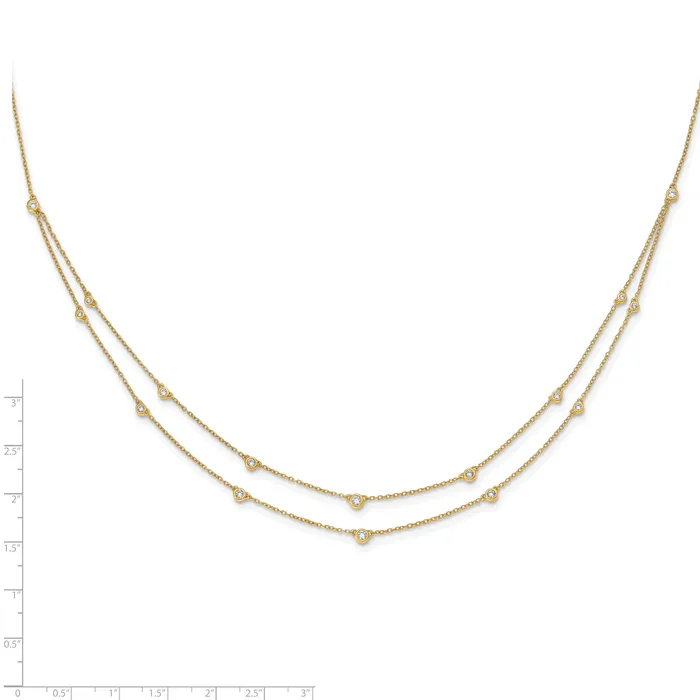 Goldia Necklaces 14k Yellow Gold 12 Ct Lab Grown Diamond VSSI G Sixteen Station Double Strand 18 inch Necklace