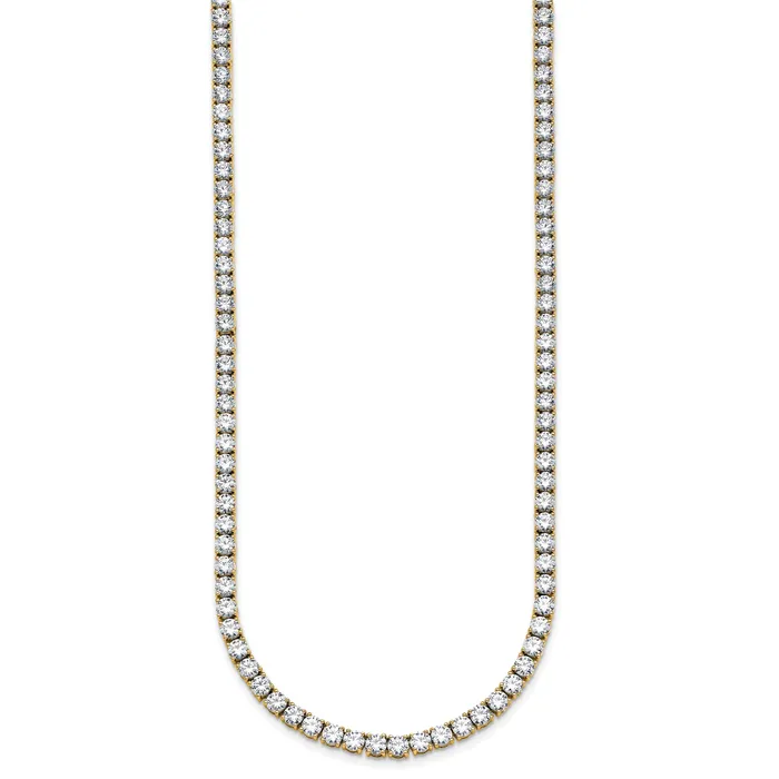Goldia Necklaces 14k Yellow Gold 22 Ct Lab Grown Diamond VSSI G Round 22 inch Straight Tennis Necklace