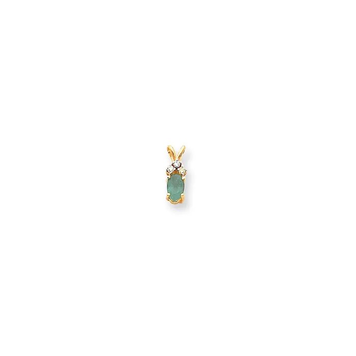 Goldia Necklaces 14K Yellow Gold 6x4mm Oval Emerald AAA Real Diamond pendant Goldia Necklaces 14K Yellow Gold 6x4mm Oval Emerald AAA Real Diamond pendant