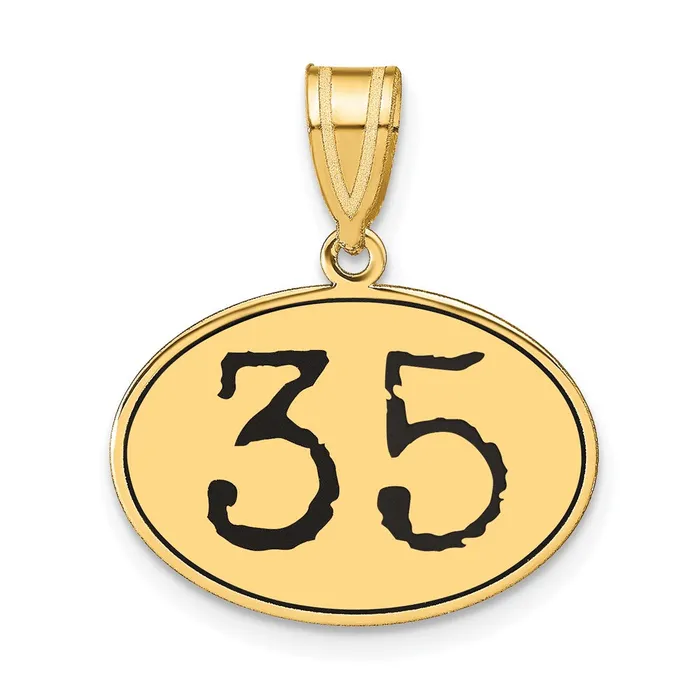 Goldia Necklaces 14k Yellow Gold Polished Number 35 Black Enamel Oval Pendant Goldia Necklaces 14k Yellow Gold Polished Number 35 Black Enamel Oval Pendant