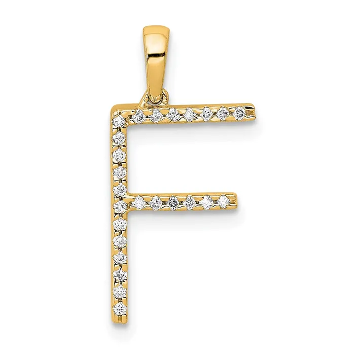 Goldia Necklaces 14K Yellow Gold Real Diamond Letter F Initial Pendant