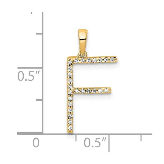 Goldia Necklaces 14K Yellow Gold Real Diamond Letter F Initial Pendant