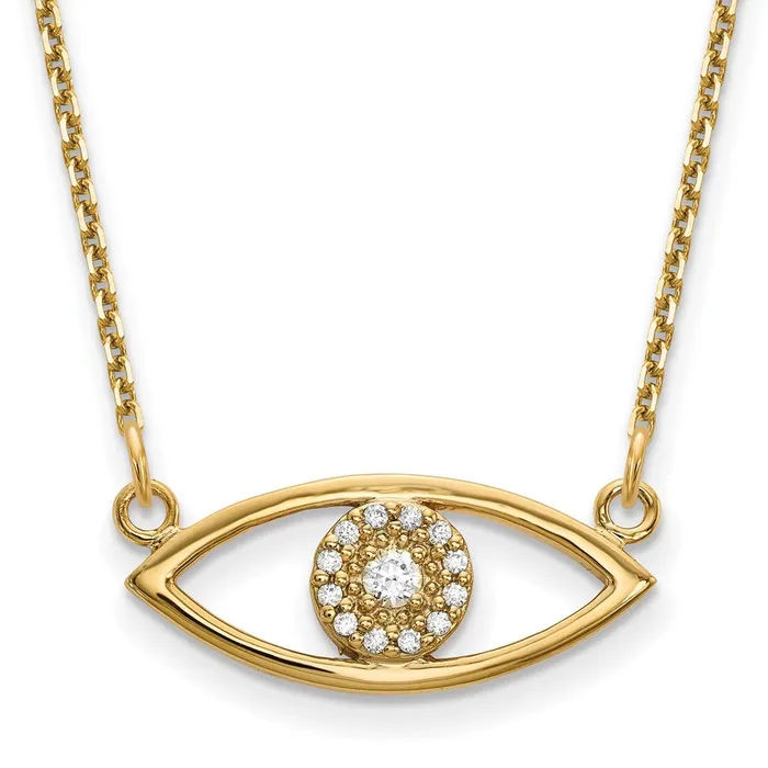 Goldia Necklaces 14K Yellow Gold Small Real Diamond Evil Eye Necklace