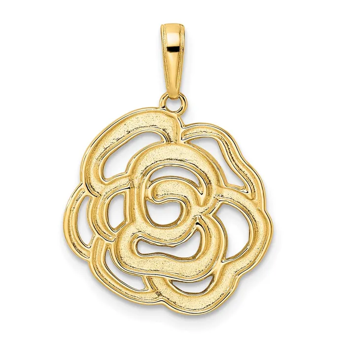 Goldia Necklaces 14k Yellow Rhodium Gold and White Rhodium Diamondcut Flower Pendant